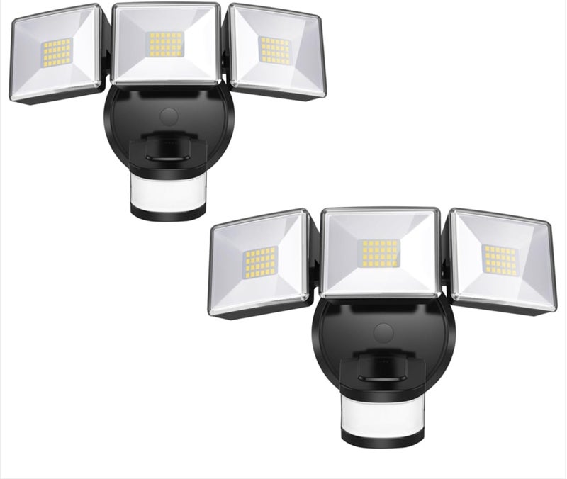 OREiN 2 Pack Motion Sensor Outdoor Flood Light, 30W 4500LM LED Security Light with 180° 40FT Detection, Dusk to Dawn/Auto/Test Modes, IP65 Waterproof Hardwired Floodlight for Yard, Garage, Driveway - Image 1
